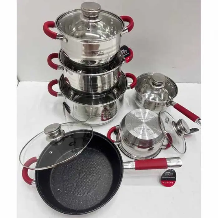 чорний Набір посуду Zepline ZP-115 із нержавіючої сталі на 12 предметів - Зображення 7