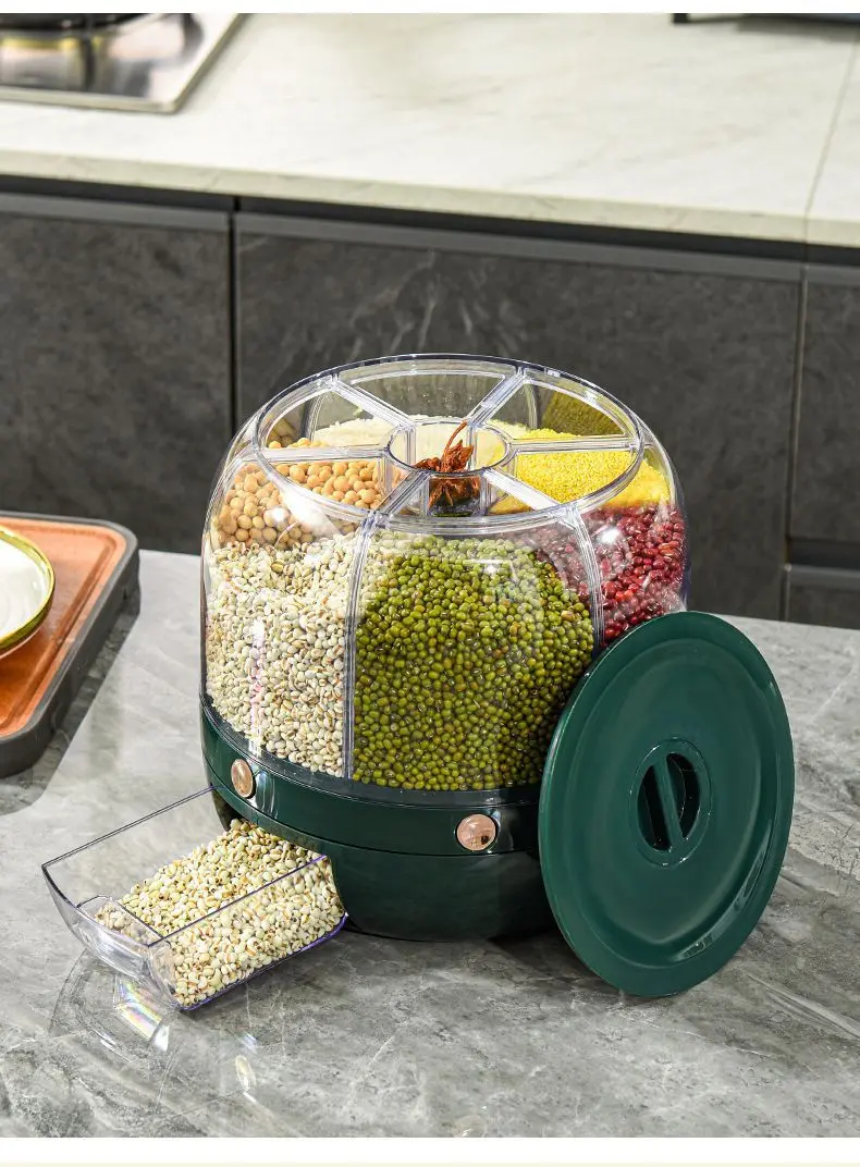 Зелений Круглий органайзер-диспенсер для круп із дозатором 10 л - Зображення 2