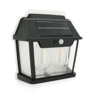 Вуличний ліхтар YT9992 із сонячною панеллю+датчик руху, 2 лампи, вбудований аккум, кріплення на стіну