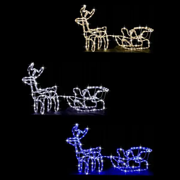 Синій Вуличний новорічний олень із дюралайту маленький із санями від мережі - Зображення 2