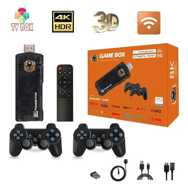 Ігрова ТВ приставка Game Box 8K 8X M98 Smart TV Stick 64GB геймстик з геймпадами + 10000 вбудованих ігор - Зображення 5