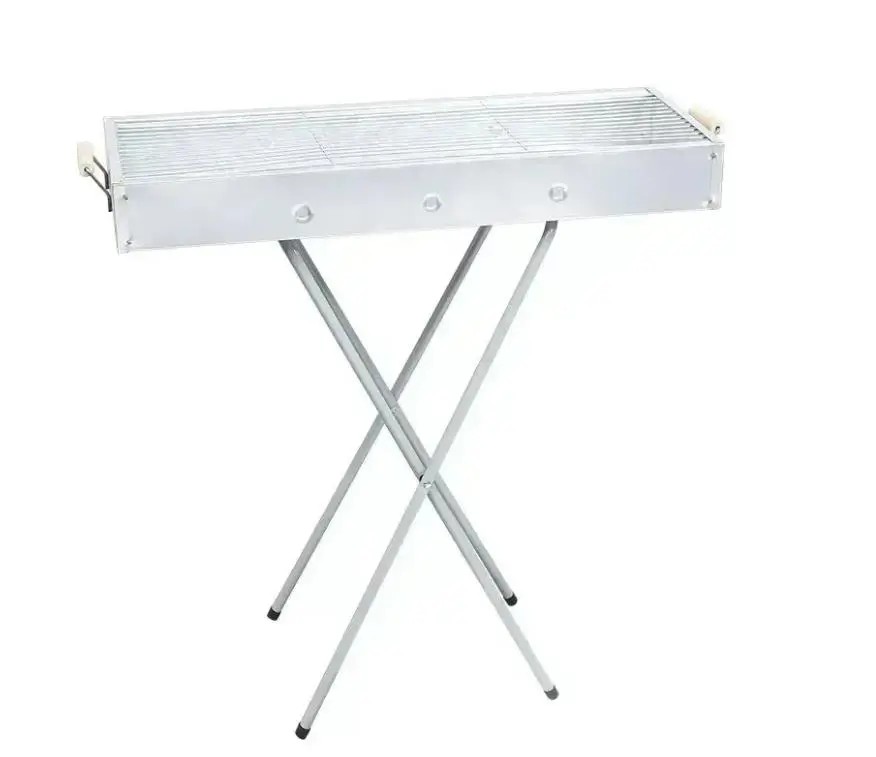 Переносний мангал барбекю гриль BARBECUE TRAY 770SS MD-008 70х30х70 см з решіткою, металевий портативний мангал - Зображення 3