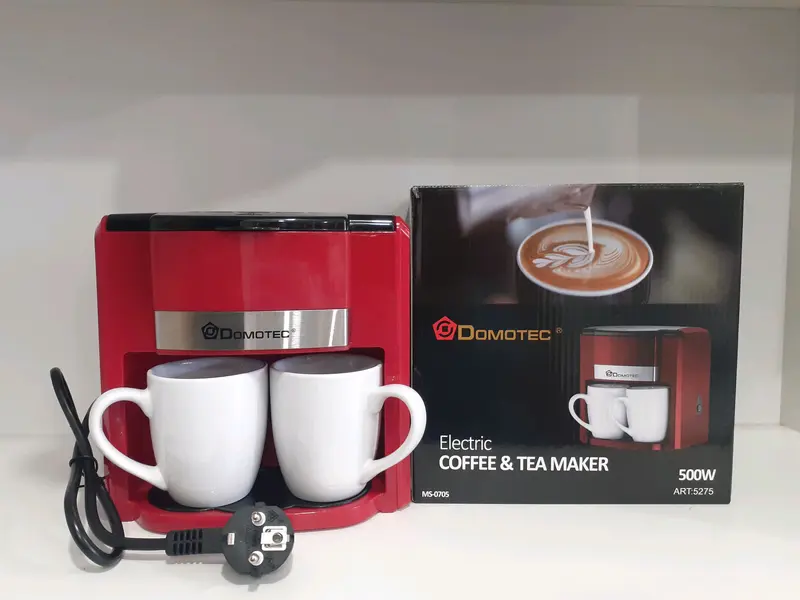 Кавоварка Domotec MS-0705 Red + 2 керамічні чашки - Зображення 2