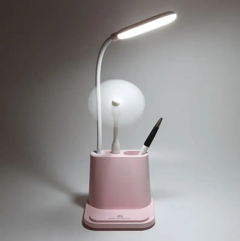 Рожева Акумуляторна настільна LED лампа Bionic Desk Lamp c USB виходом, органайзером та підставкою для смартфона - Зображення 7
