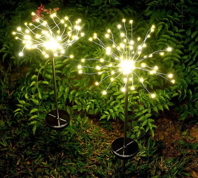 Ліхтар садовий Феєрверк газонний на сонячній батареї, 60 led, 8 режимів (2 шт. у комплекті) - Зображення 6