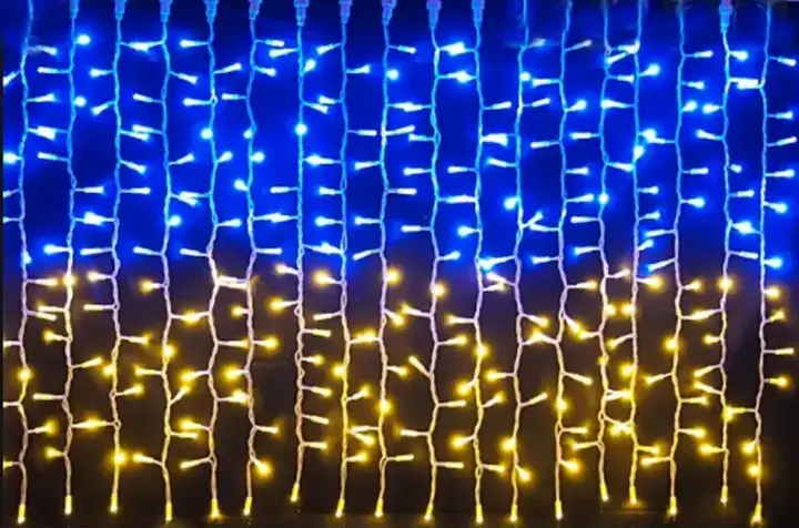Патріотична гірлянда штора Прапор України 3*3 м 160 LED класична IP44 - Зображення 2