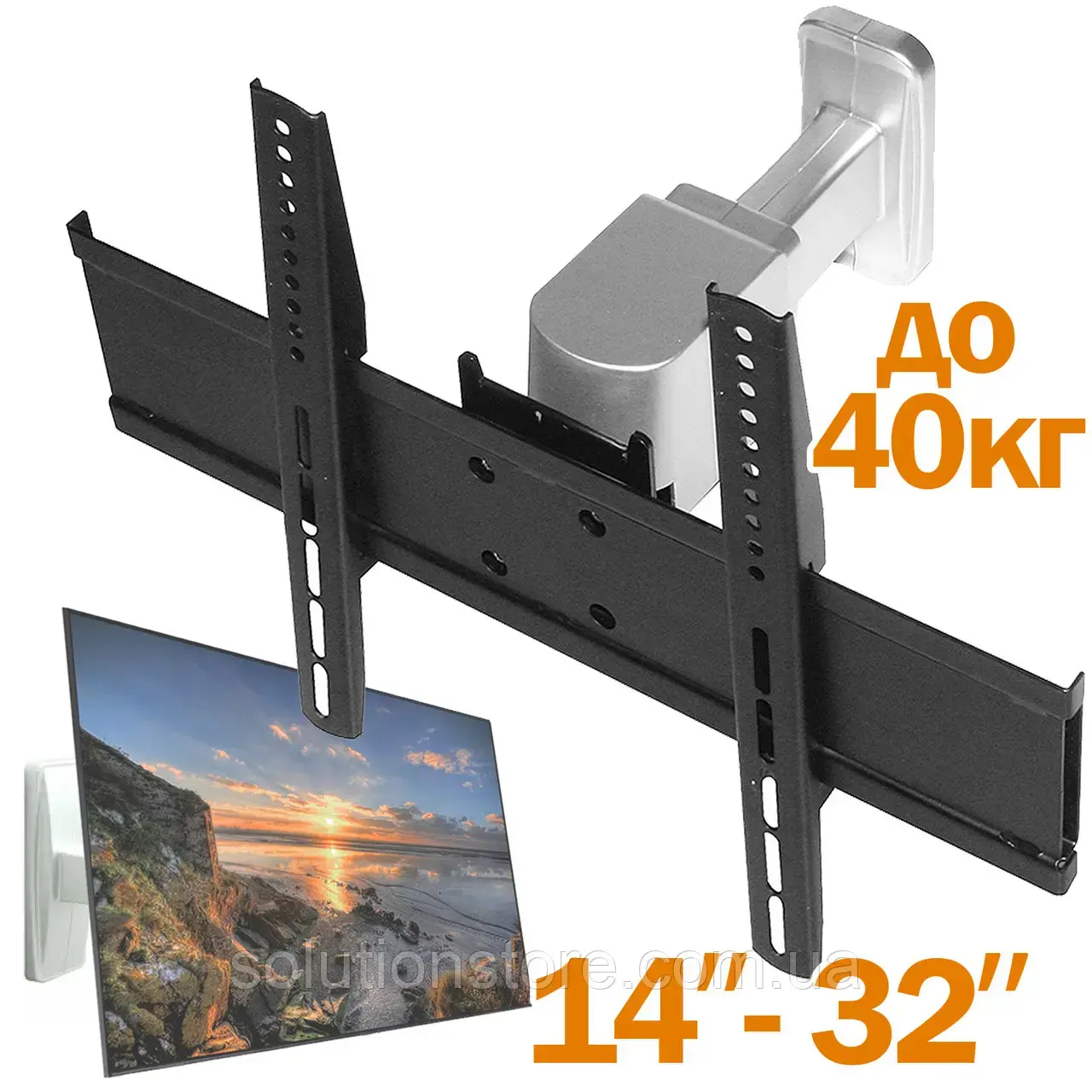 Кронштейн утримувач для телевізора ETW-101 діагоналлю 14 - 32" / Універсальний настінний тримач до 40 кг - Зображення 4