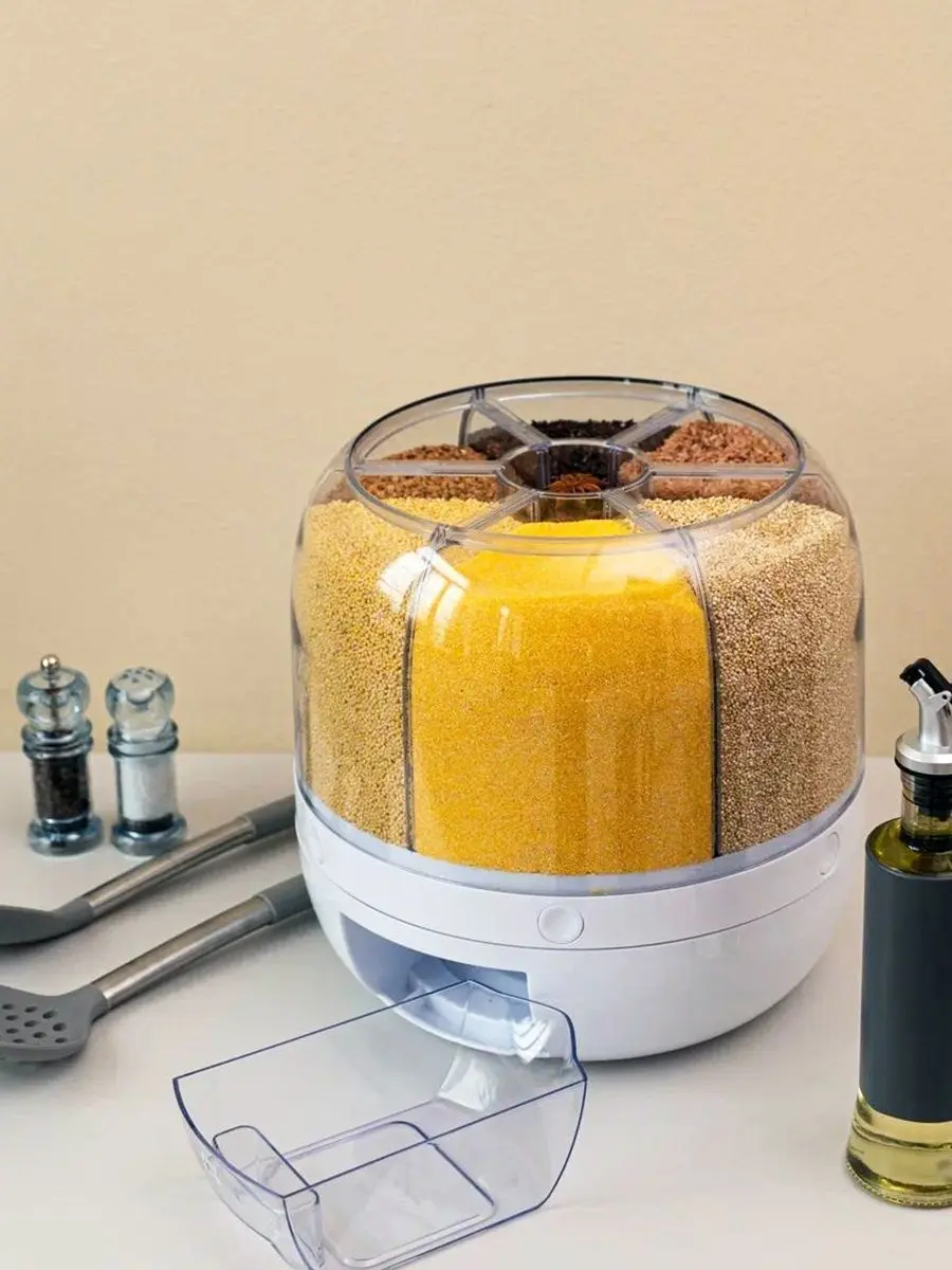 Круглий органайзер для круп із дозатором 8 л - Зображення 4