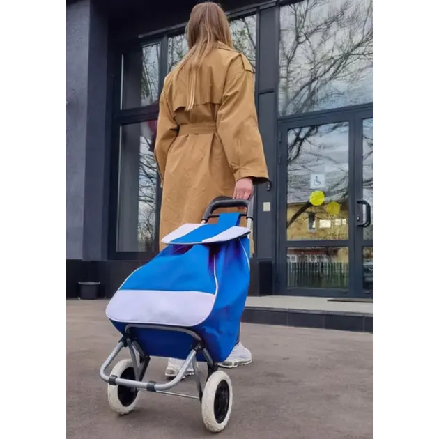 Сумка господарська на коліщатках 95 см 1897 візок сумка кравчучка Синя - Зображення 2