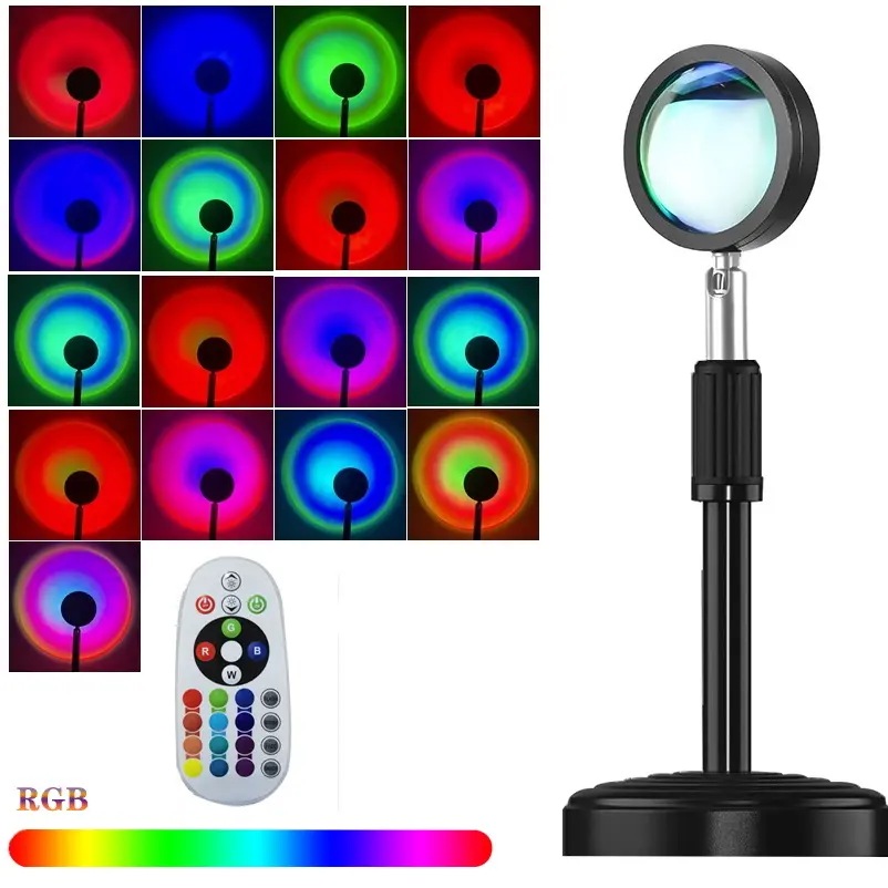 Sunset Lamp RGB 16 кольорів - проекційний світильник заходу сонця, світанку з пультом - Зображення 2