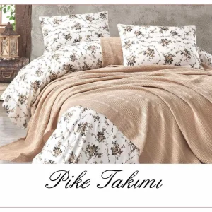 Постільна білизна з вафельним покривалом La Villa Mavi Персиковий