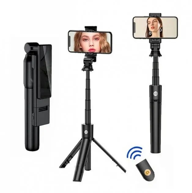 Монопод-трипод для селфі Selfie K22 + знімний Bluetooth пульт / палиця селфі з тринога К22 (Чорний) - Зображення 2