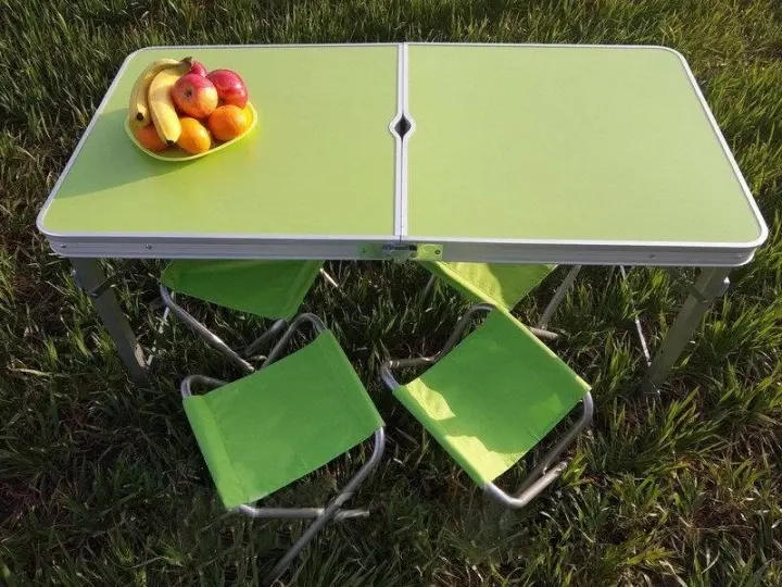 Коричневий Розкладний стіл чемодан Посилена для пікніка зі стільцями - Зображення 2