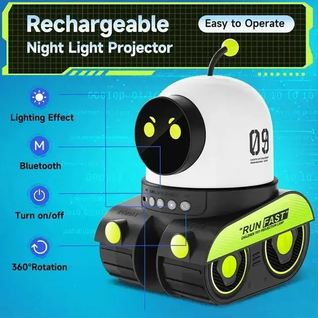 Проектор-нічник "Робот" WH-E03 музичний акумуляторний з Bluetooth та LED-підсвічуванням - Зображення 5