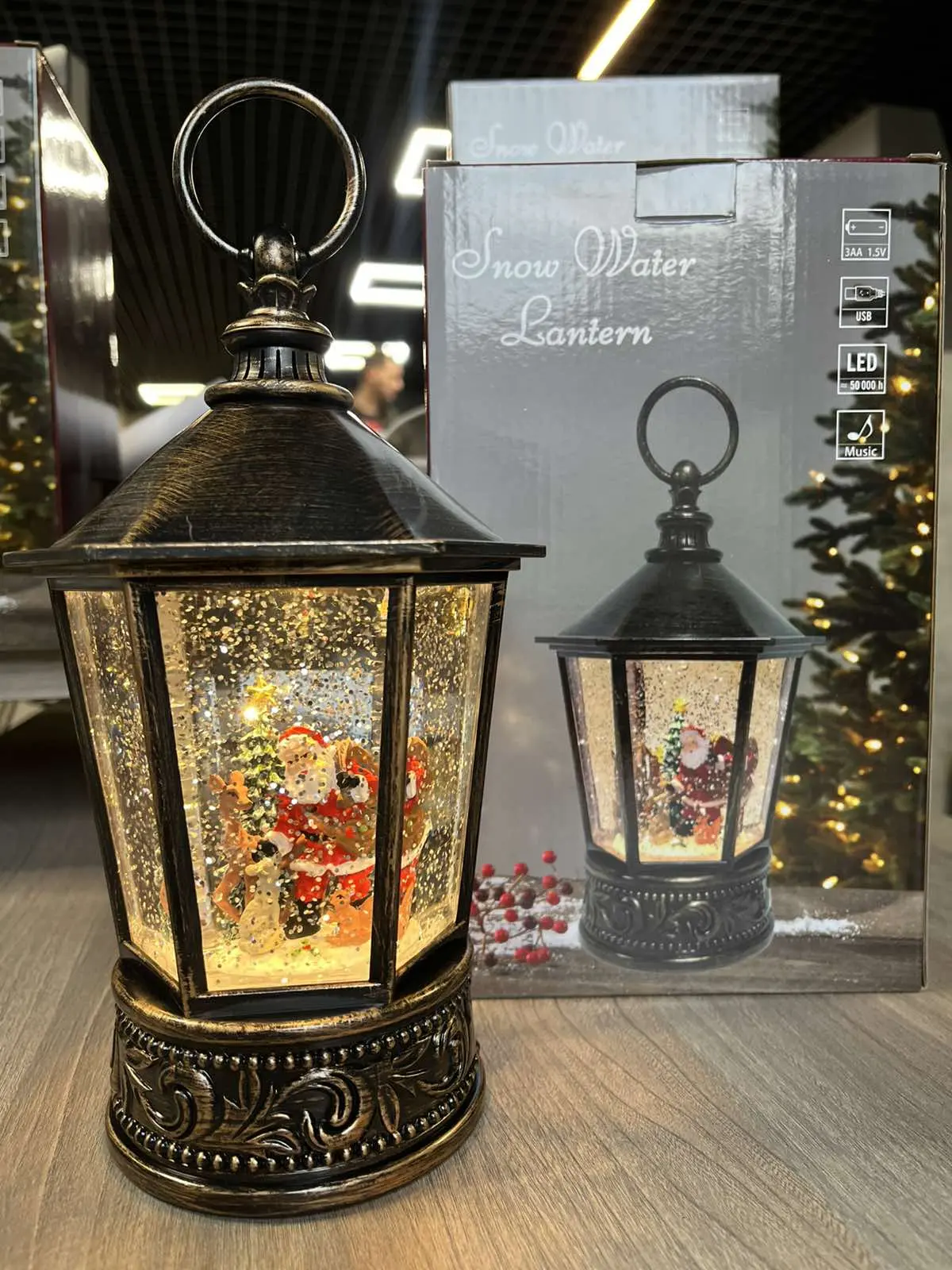 Санта Клаус Музичний новорічний ліхтар XMAS WDL 24077A - Зображення 2