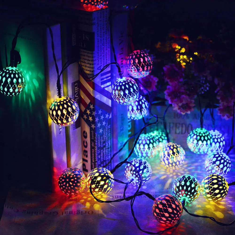 Гірлянда світлодіодна Кулька металева золота, 20 LED, Мультицвет - Зображення 4