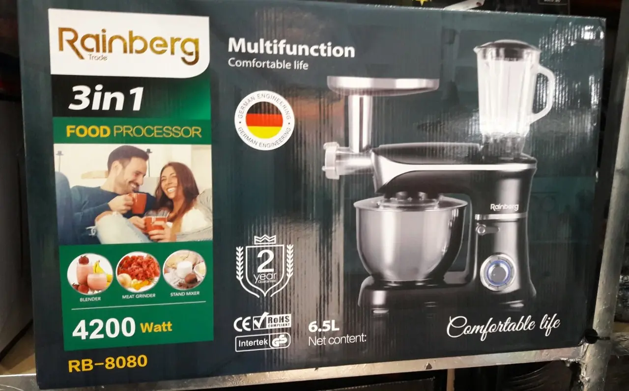 Кухонний комбайн 3 в 1 Rainberg RB-8080 Тістоміс / М'ясорубка / Блендер / Планетарний міксер 4200В - Зображення 4