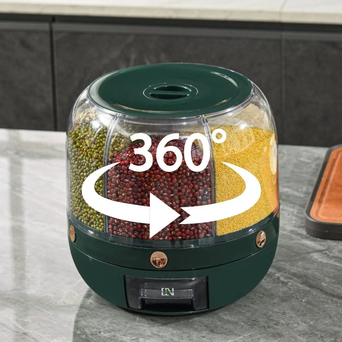 Зелений Круглий органайзер-диспенсер для круп із дозатором 10 л - Зображення 9