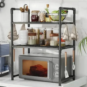 Універсальна полиця-стелаж для мікрохвильової печі 2 рівня 48х26х71 см YH-6616-2