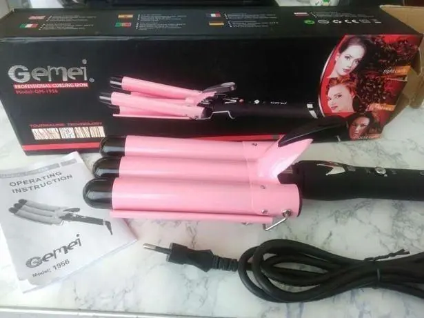 Потрійна плойка для волосся Gemei GM 1956 дисплеєм - Зображення 7