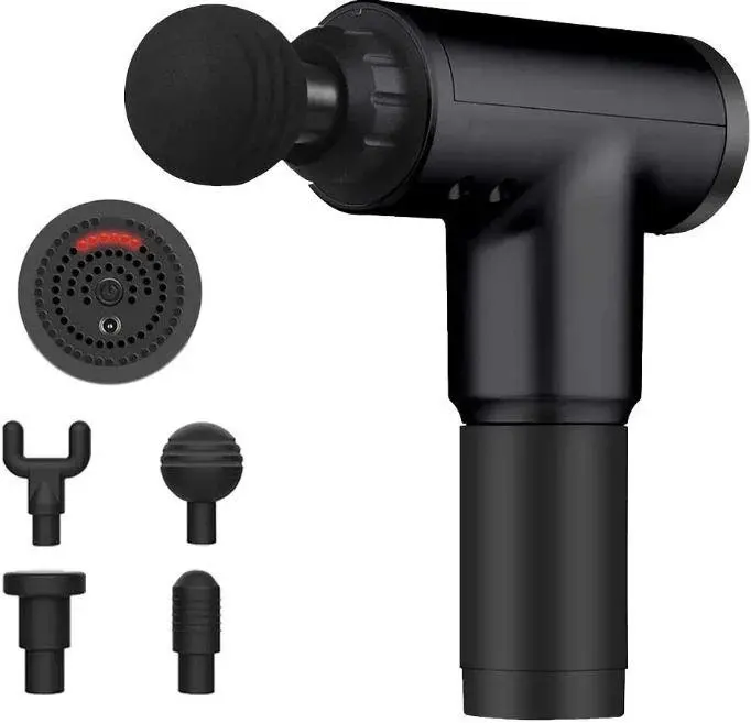 Портативний ручний масажер Fascial Gun KH-320 чорний, М'язовий ручний ударний масажер - Зображення 3