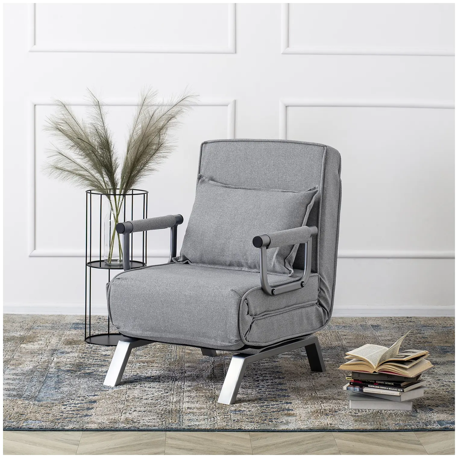 Розкладне крісло, розкладачка MEBEL ELITE BART, сірий (KR -80) (Сірий) (крісло-80/80/68; ліжко-190/80)