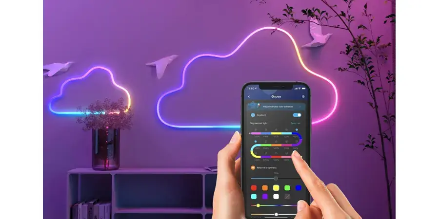 Розумна гнучка LED Neon RGB стрічка-шланг 5 метрів від USB керування режимами з телефону, Bluetooth додаток, пульт - Зображення 7