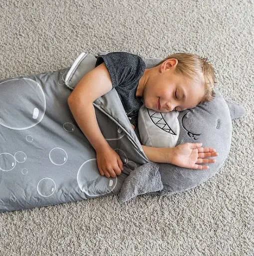 Акула Дитячий спальний мішок на блискавці 3 в 1 іграшка подушка спальник та вбудована подушка - Зображення 8