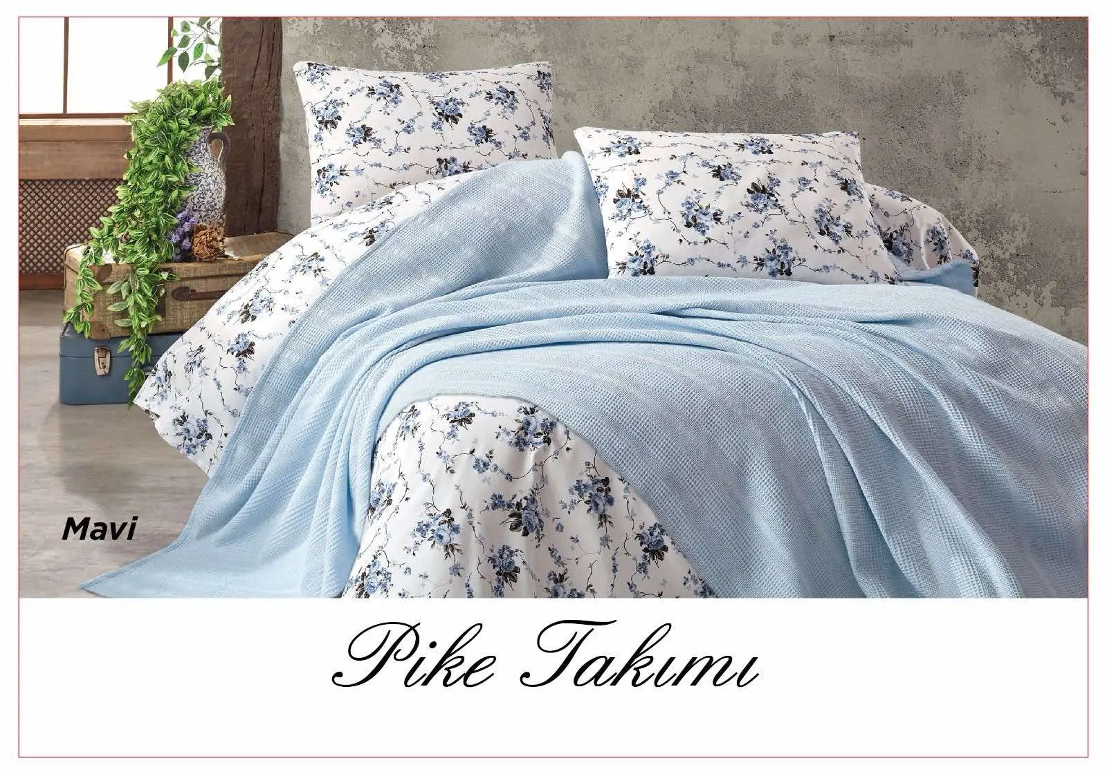 Постільна білизна з вафельним покривалом La Villa Mavi Сірий - Зображення 8