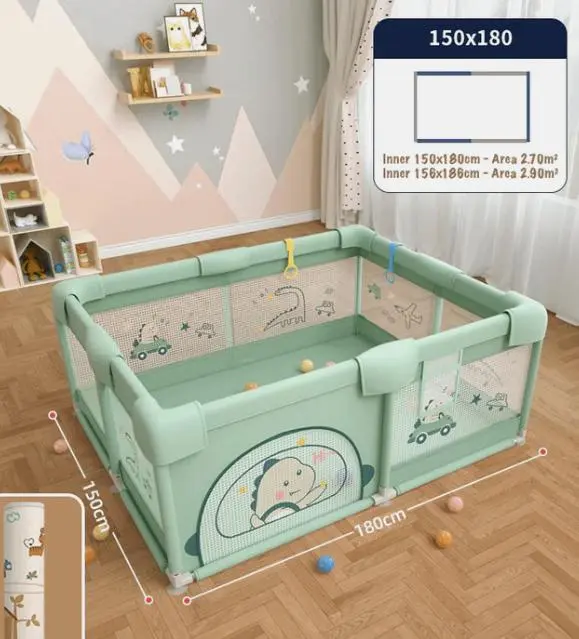 Манеж дитячий великий ігровий 150х200 см, «Динозавр» з сіткою, що дихає, дитячий ігровий манеж з міцної тканини з бортиками - Зображення 2