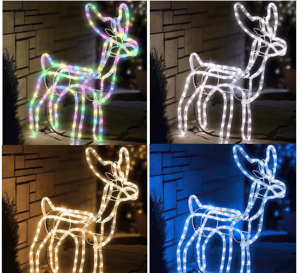 Теплий білий Вуличний новорічний олень із дюралайту маленький 47 см від мережі - Зображення 2