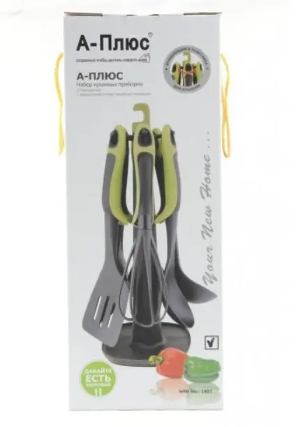 Набір кухонного приладдя ЧЕРВОНИЙ KITCHEN TOOLS, 7 предметів Кухонний набір з підставкою - Зображення 3