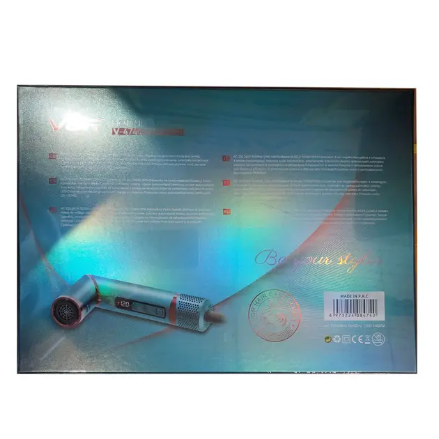 зелений Фен стайлер VGR V 474 4 в 1 фен для волосся 4 насадки 1400 Вт швидке сушіння укладання об'єм випрямлення завивка - Зображення 2