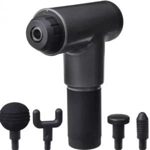 Портативний ручний масажер Fascial Gun KH-320 чорний, М’язовий ручний ударний масажер