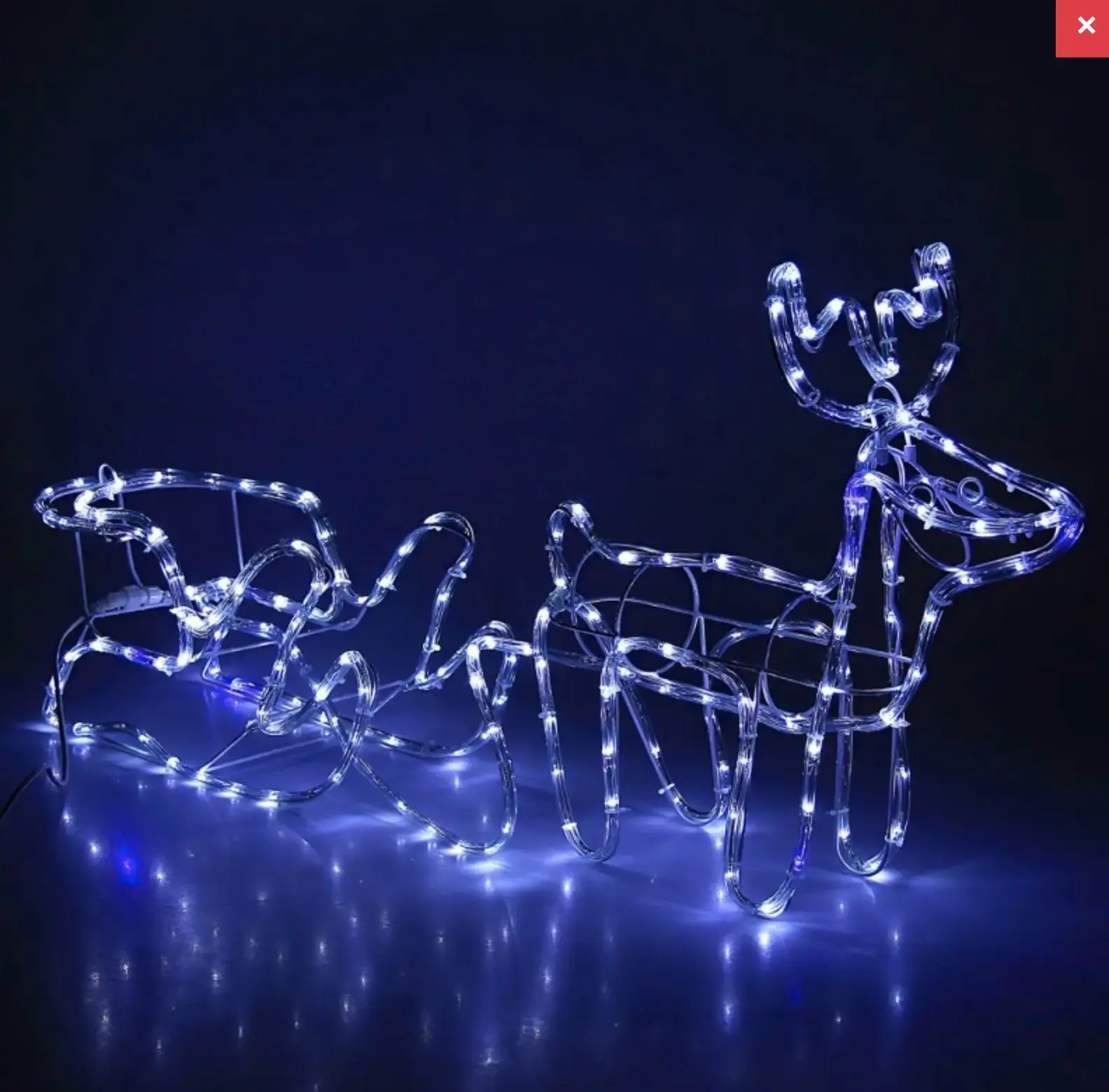 Теплий білий Вуличний новорічний олень із дюралайту маленький із санями від мережі - Зображення 7