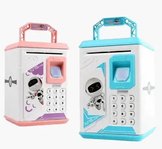 Блакитна Електронна Скарбничка сейф з відбитком пальця та кодовим замком «BODYGUARD» + купюроприймач - Зображення 7