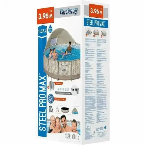 Круглий каркасний басейн із міні-дахом, пісочний фільтр, сходи, тент у комплекті Bestway 561FY 396 x 107 см 11133 л - Зображення 4