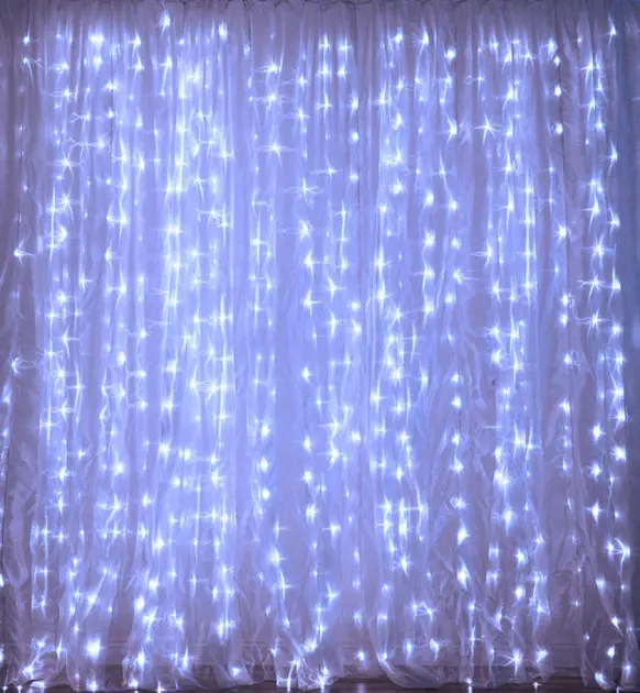 Новорічні гірлянди. Гірлянда водоспад 320-400L 3x3м (10х32 Ламп) Біла (7150) - Зображення 2