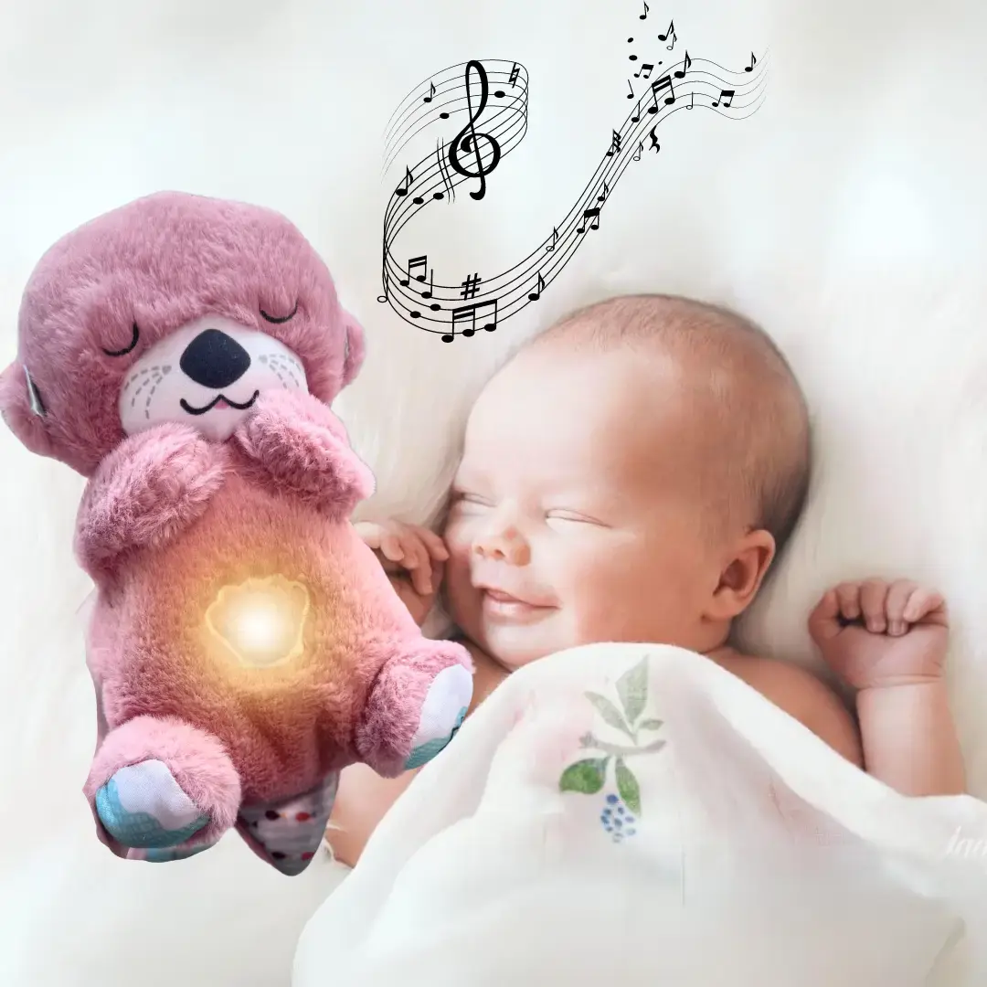 блакитна Дихаюча плюшева іграшка видра зі світлом та звуком - Зображення 5