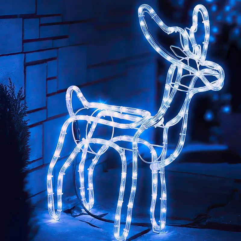 Теплий білий Вуличний новорічний олень із дюралайту маленький 47 см від мережі - Зображення 5