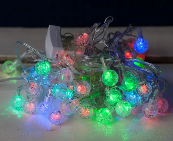 Гірлянда прозора кулька 40LED 5м (флеш) 18мм, Новорічна бахрама, Світлодіодна гірлянда, Вулична гірлянда - Зображення 2