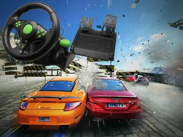 Ігрове кермо з педалями Vibrating Wheel PS3 PC USB - Зображення 5