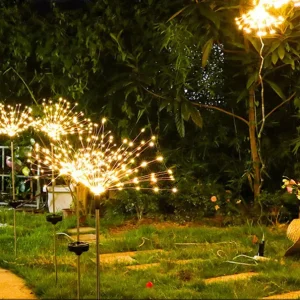Ліхтар садовий Феєрверк газонний на сонячній батареї, 60 led, 8 режимів (2 шт. у комплекті)