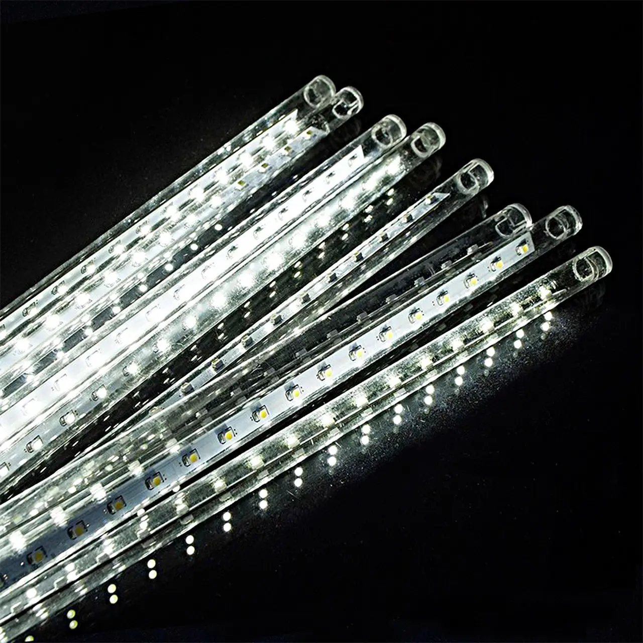 Гірлянда бурульки прозорий шнур 8 шт, 50 см, білі - Зображення 3