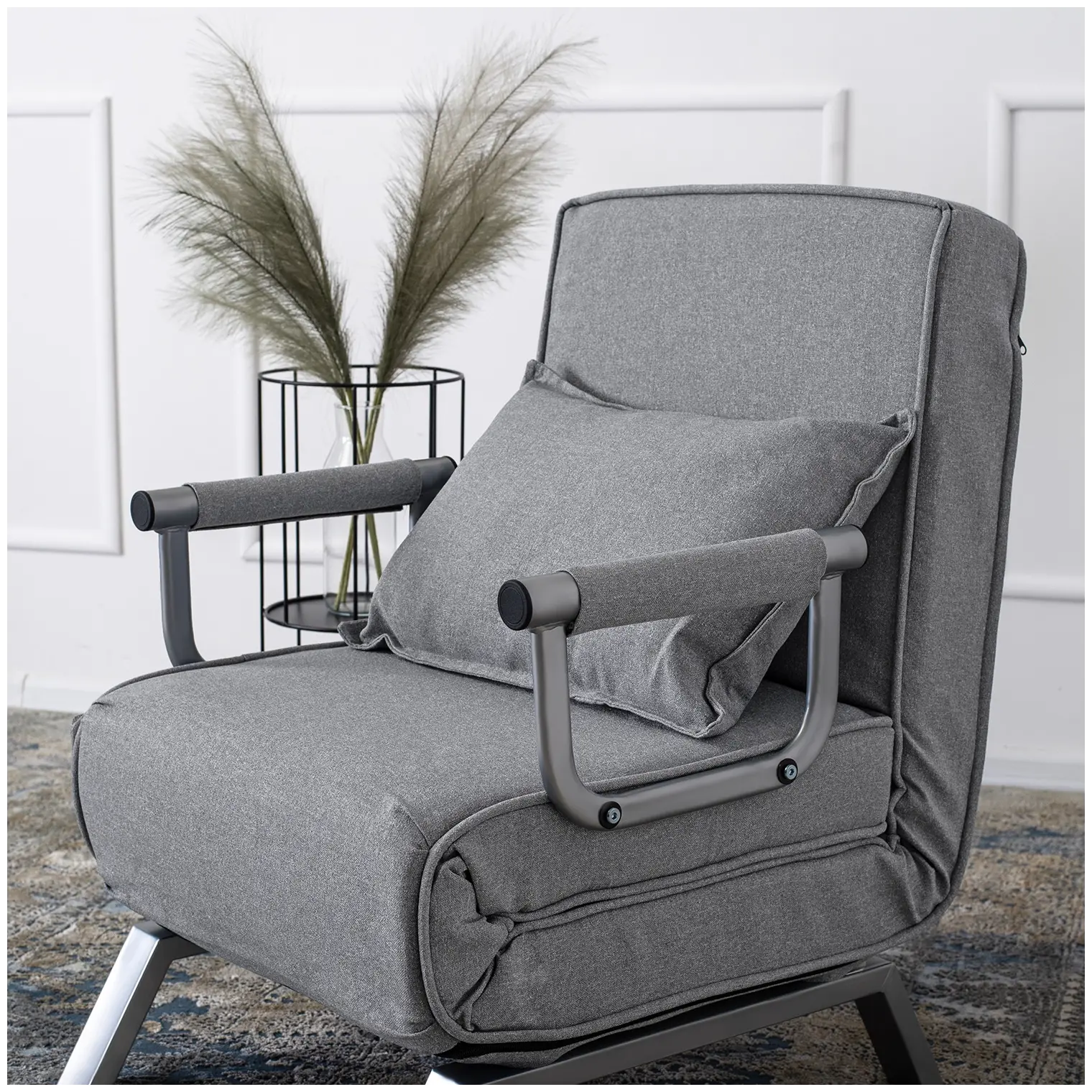 Розкладне крісло, розкладачка MEBEL ELITE BART, сірий (KR -80) (Сірий) (крісло-80/80/68; ліжко-190/80) - Зображення 4