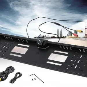 Камера заднього виду в номерній рамці з 4 LED підсвічуванням Black