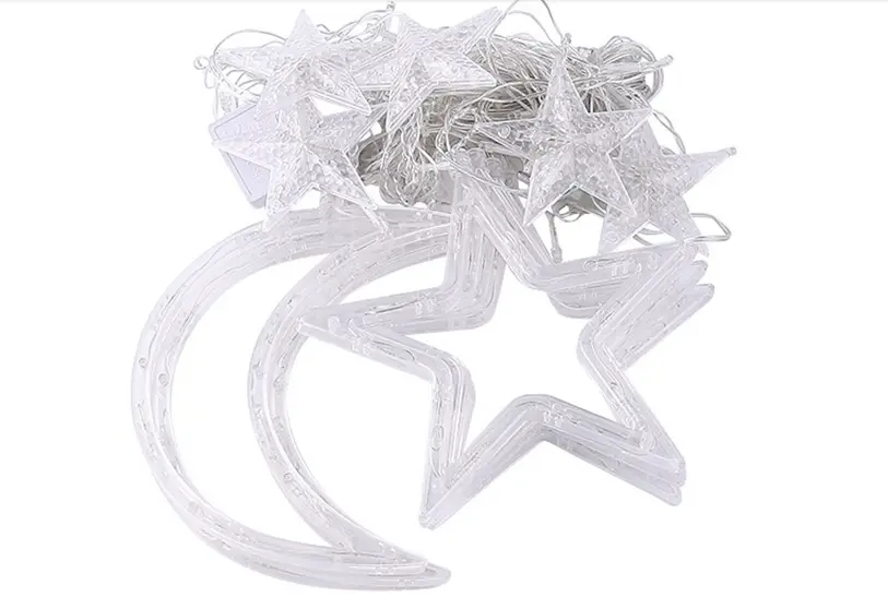 Гірлянда світлодіодна штора Зірка та місяць 2.5 метра 138LED 12 зірок 220В - Зображення 3