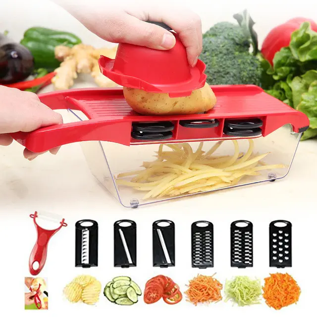 Овочерізка, тертка Mandoline Slicer 6 in 1 c контейнером, слайсер, тертка - Зображення 4