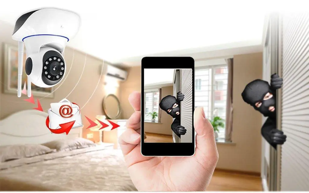 Бездротова поворотна камера IP, панорамна камера V380 Q5 IP 360 градусів - Зображення 3