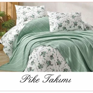 Постільна білизна з вафельним покривалом La Villa Mavi Зелений